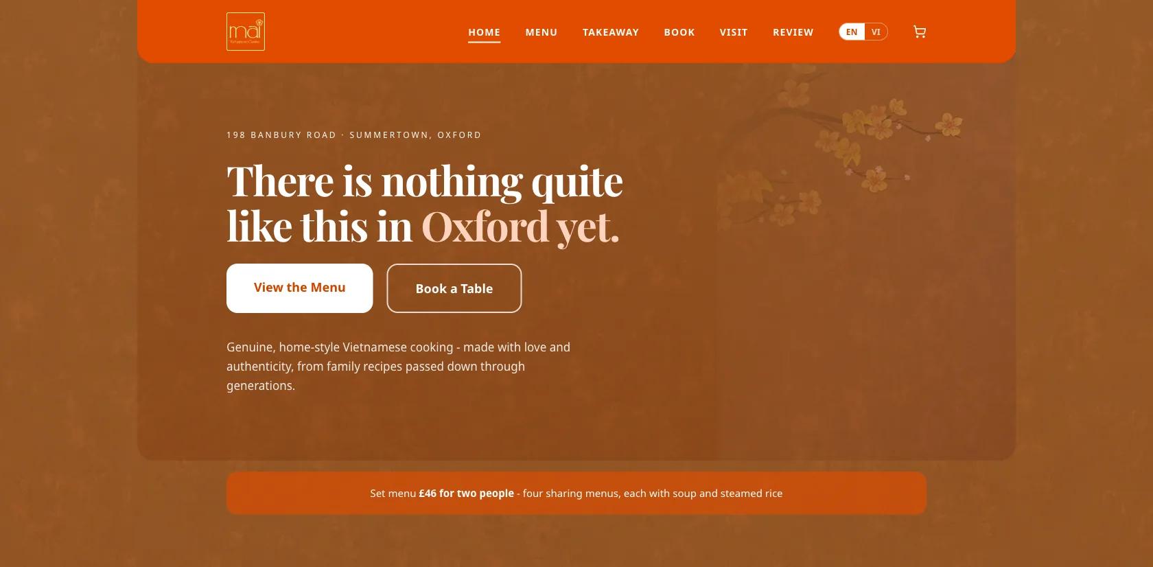 Mai Vietnamese Cuisine homepage
