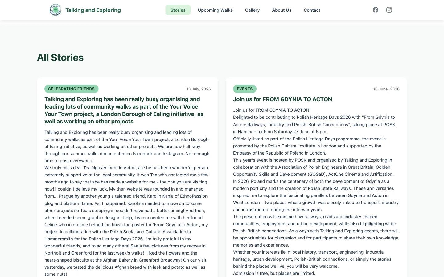 Talking and Exploring homepage