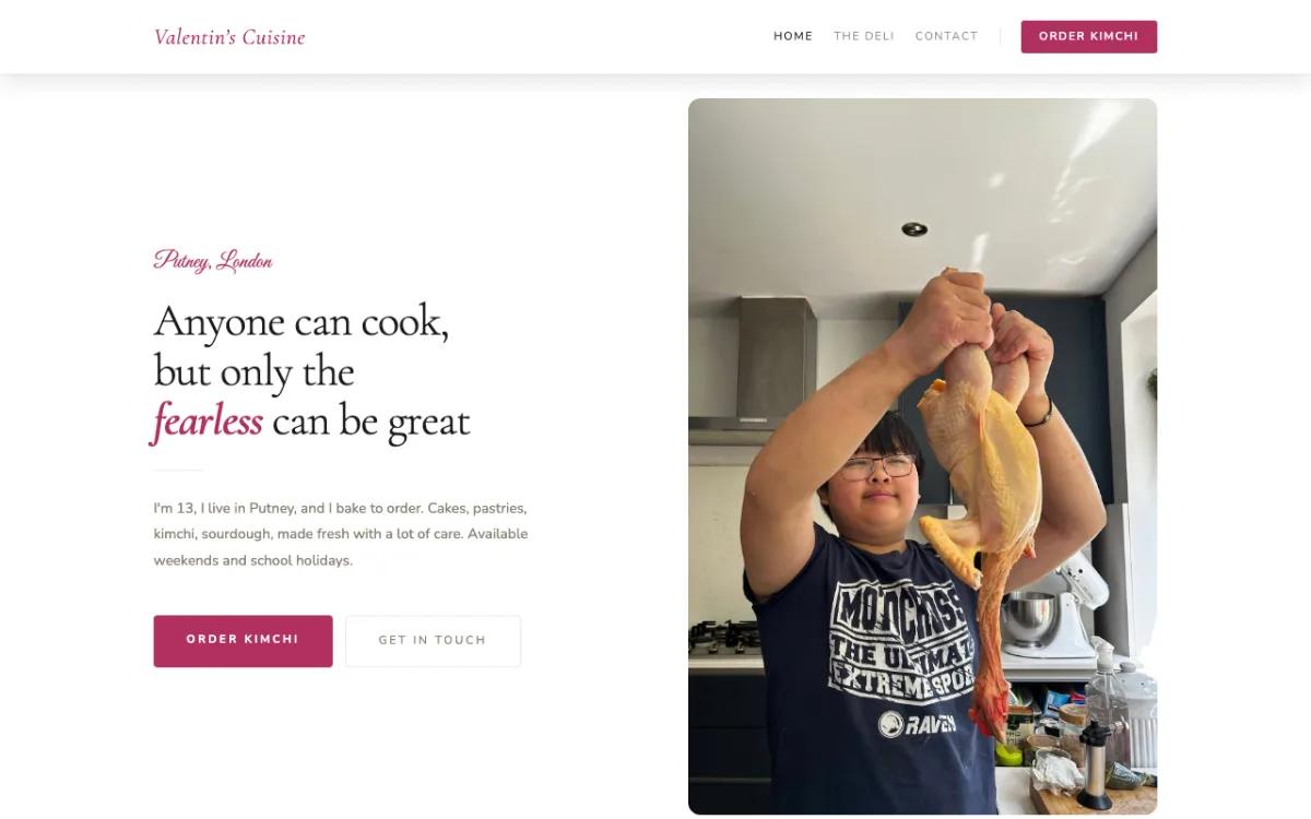 Valentin's Cuisine homepage