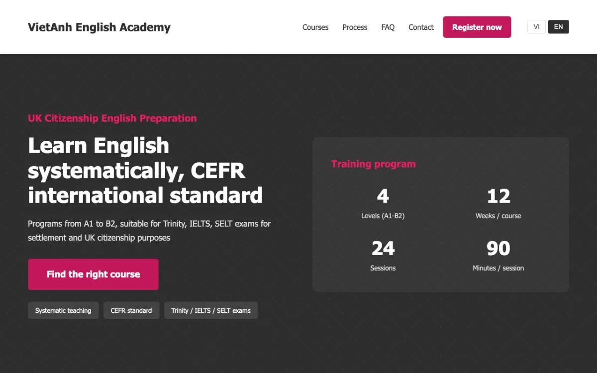 VietAnh English Academy homepage